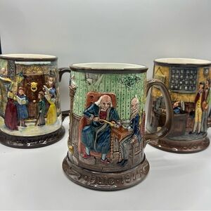 Vintage 1971 Beswick Royal Doulton Christmas Carol Set Of 3 Tankard Mugs
